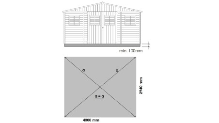 Caseta de jardín de madera 11.88 m2 - 4x2.97 m - 16 mm