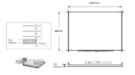 Caseta de jardín de madera 12 m2 - 3x4 m - 28 mm