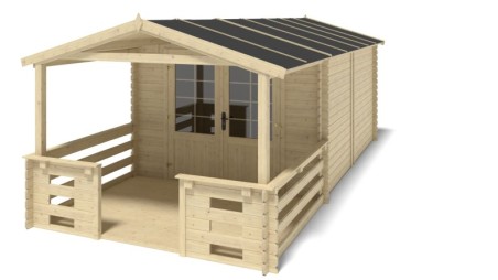 Caseta de jardín de madera-3x4 m - 18 m2 con terraza