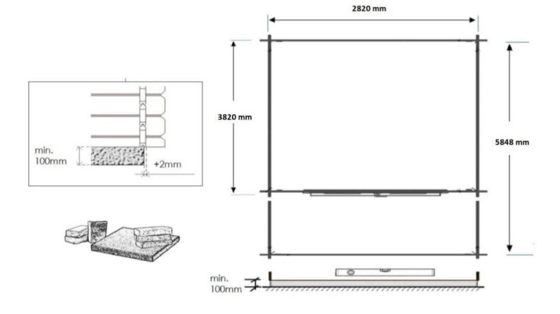 Caseta de jardín de madera-3x4 m - 18 m2 con terraza