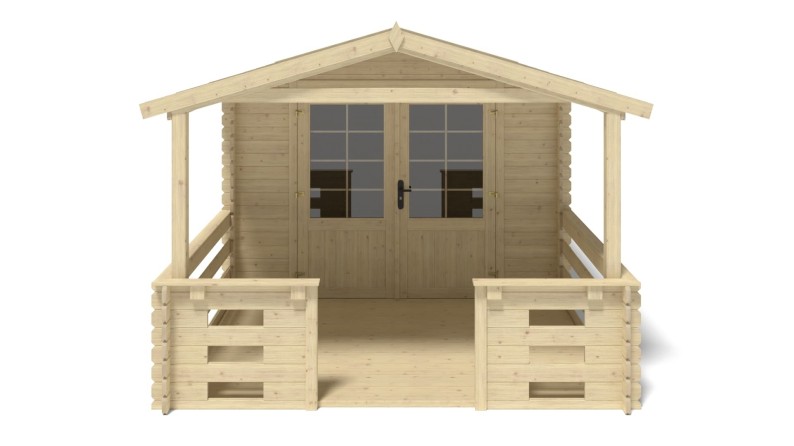 Caseta de jardín de madera-3x4 m - 18 m2 con terraza