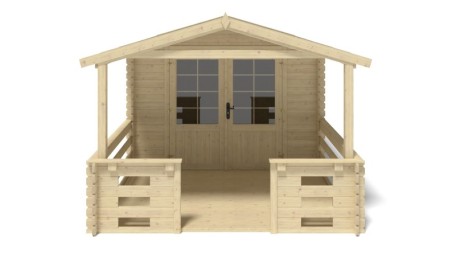 Caseta de jardín de madera-3x4 m - 18 m2 con terraza