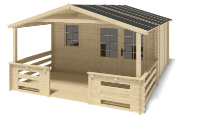 Caseta de jardín de madera-4x3 m - 20 m2 con terraza