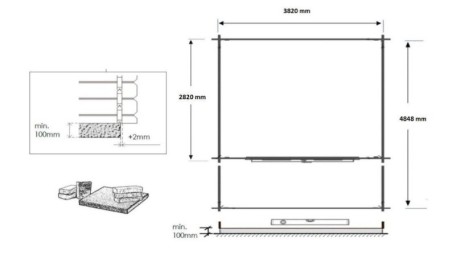 Caseta de jardín de madera-4x3 m - 24 m2 con terraza