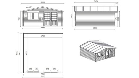 Caseta de jardín de madera 25 m2 - 5x5 m - 34 mm