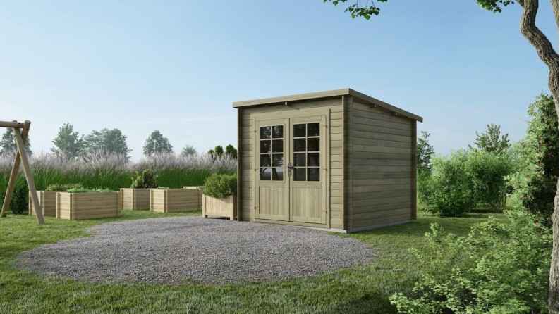 Caseta de jardín de madera 6.25 m2 - 2.5x2.5 m - 28 mm - impregnada