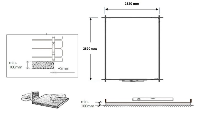 Caseta de jardín de madera 7.5 m2 - 2.5x3 m - 28 mm - impregnada
