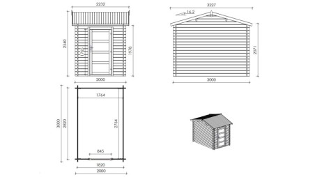 Caseta de jardín de madera 6 m2 - 2x3 m - 28 mm - impregnada