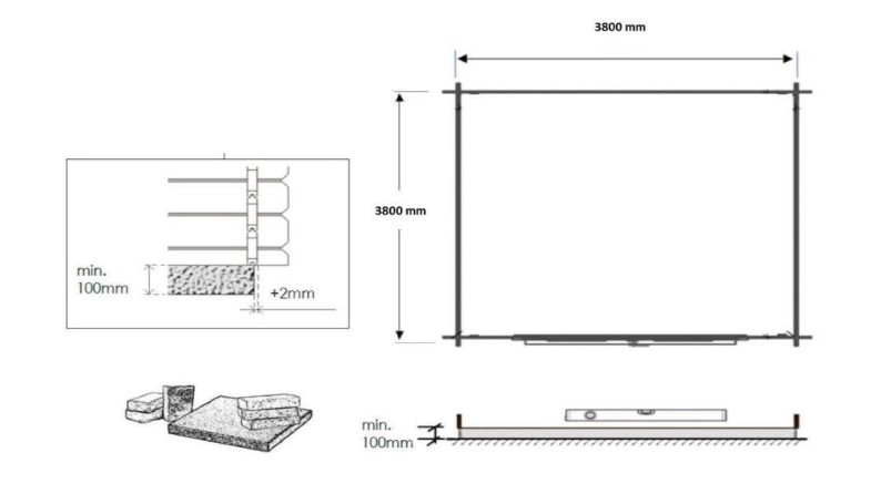 Caseta de jardín de madera 16 m2 - 4x4 m - 40 mm - impregnada