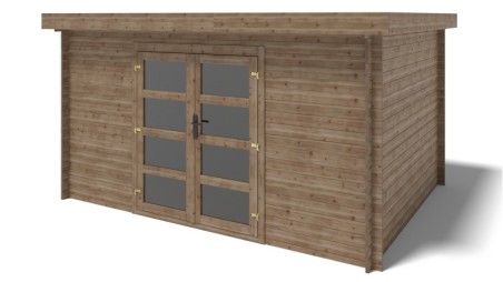 Caseta de jardín de madera – 4x3 m con extensión 4x2.76m - 12 m² – impregnada