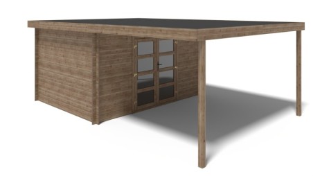 Caseta de jardín de madera – 4x3 m con extensión 4x2.76m - 12 m² – impregnada