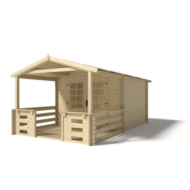 Caseta de jardín de madera-3x3 m - 15 m2 con terraza