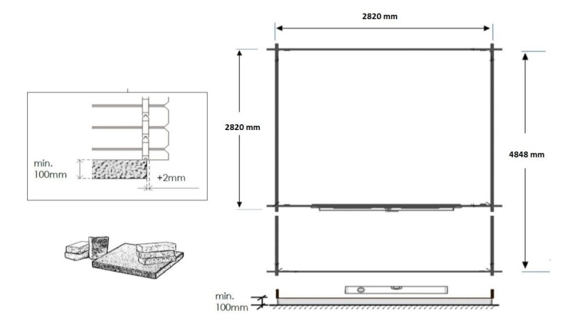 Caseta de jardín de madera-3x3 m - 15 m2 con terraza- Impregnada