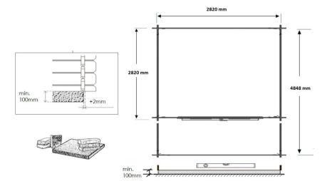 Caseta de jardín de madera-3x3 m - 15 m2 con terraza- Impregnada