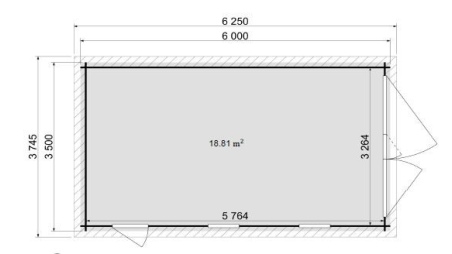 Garaje de madera 21 m2 - 3.5x6 m - 28 mm - Color: marrón Impregnado