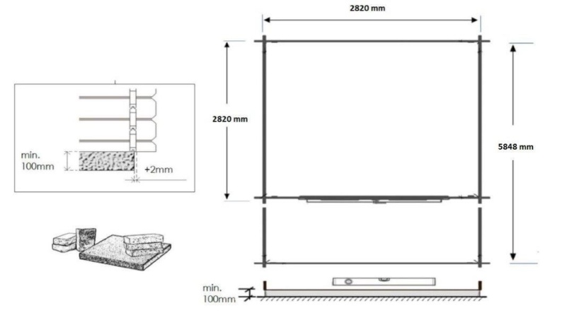 Caseta de jardín de madera-3x3 m - 18 m2 con terraza