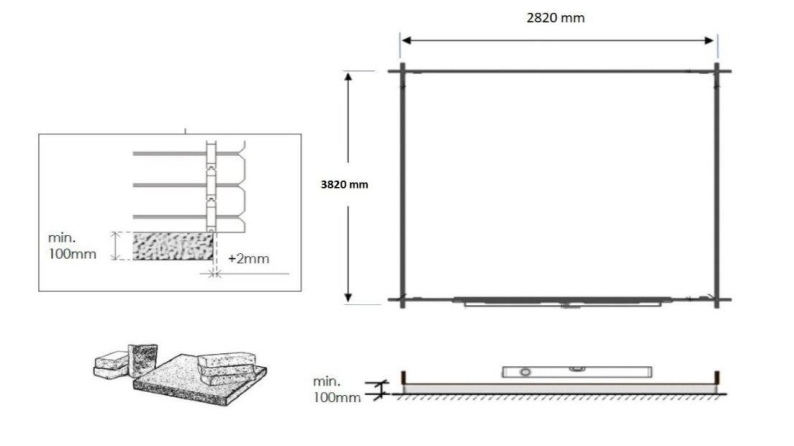 Caseta de jardín de madera 12 m2 - 3x4 m - 28 mm