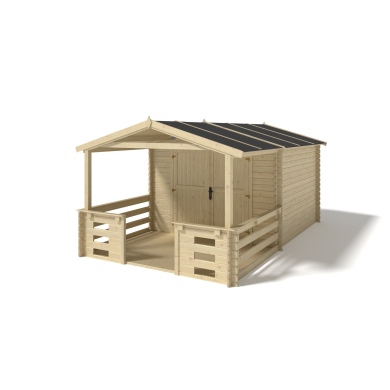 Caseta de jardín de madera-3x3 m - 15 m2 con terraza