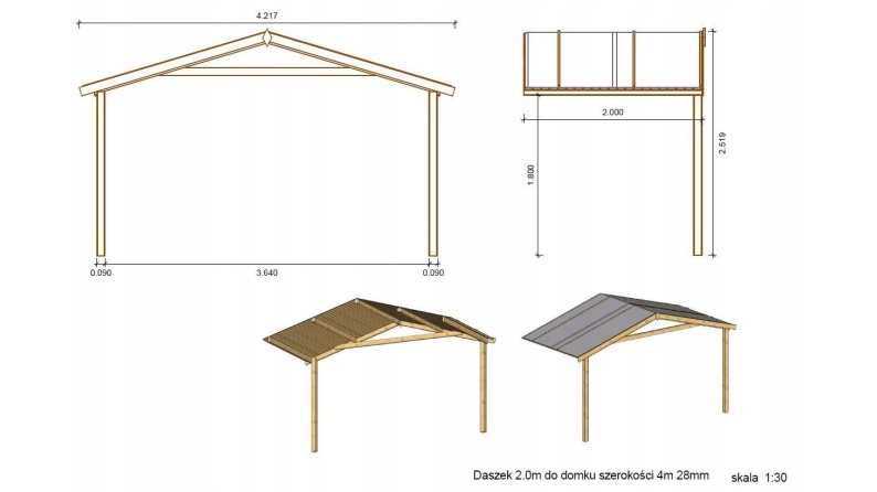 Caseta de jardín de madera-4x3 m - 20 m2 con terraza