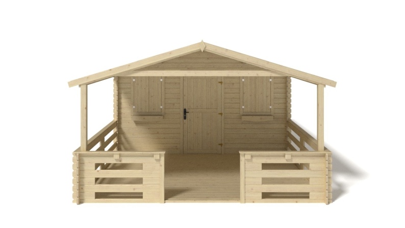 Caseta de jardín de madera-4x3 m - 20 m2 con terraza