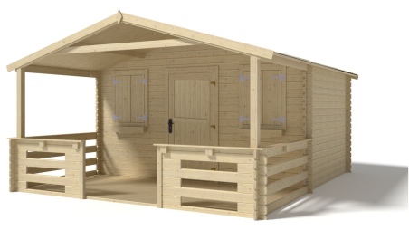 Caseta de jardín de madera-4x3 m - 20 m2 con terraza