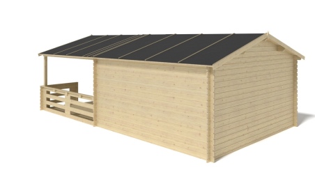 Caseta de jardín de madera-4x3 m - 24 m2 con terraza