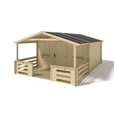 Caseta de jardín de madera-4x4 m - 24 m2 con terraza