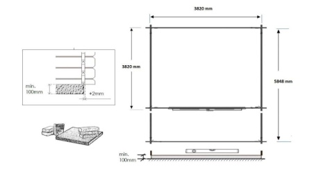 Caseta de jardín de madera-4x4 m - 24 m2 con terraza