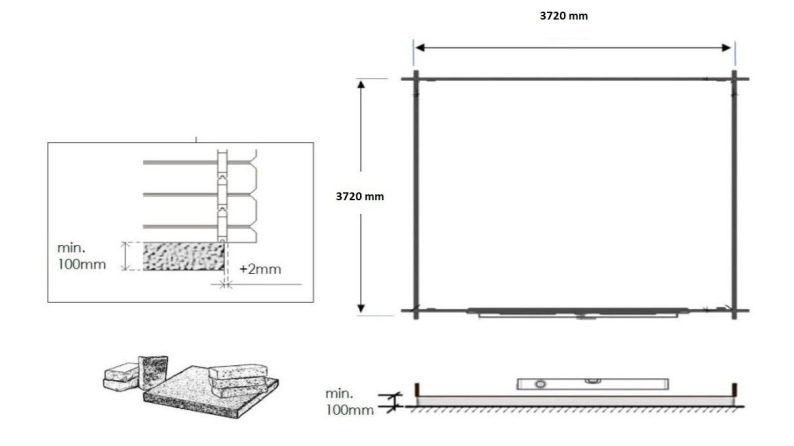 Caseta de jardín de madera 15.2 m2 - 3.9x3.9 m - 34 mm - impregnada