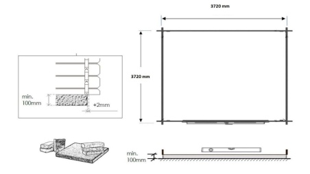 Caseta de jardín de madera 15.2 m2 - 3.9x3.9 m - 34 mm - impregnada