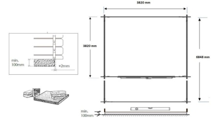 Caseta de jardín de madera-4x4 m - 28 m2 con terraza- Impregnada
