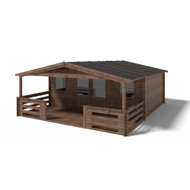 Caseta de jardín de madera-5x4 m - 30 m2 con terraza- Impregnada