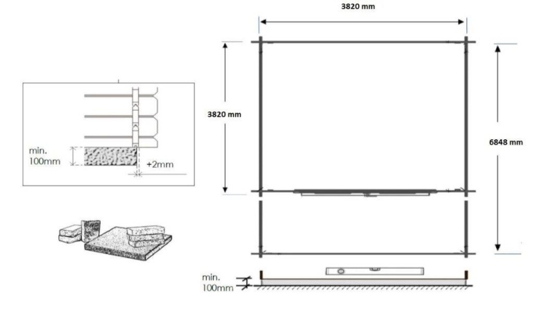Caseta de jardín de madera-4x4 m - 28 m2 con terraza