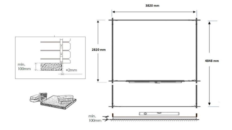 Caseta de jardín de madera-4x3 m - 20 m2 con terraza- Impregnada