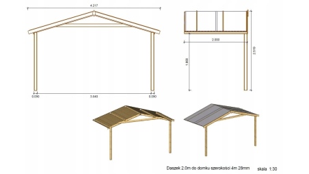 Caseta de jardín de madera-4x3 m - 20 m2 con terraza- Impregnada