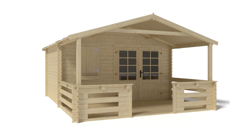 Caseta de jardín de madera-4x3 m - 20 m2 con terraza