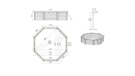Piscina de madera 5.37x5.37 - H.1.31 m autoportante