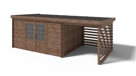 Caseta de jardín de madera 18 m2 - 5.96x2.95 m - 24 mm - impregnada