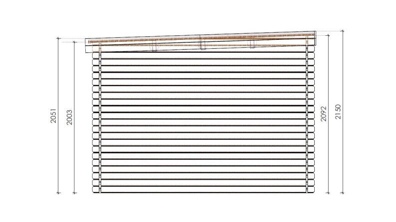 Caseta de jardín de madera 18 m2 - 5.96x2.95 m - 24 mm - impregnada