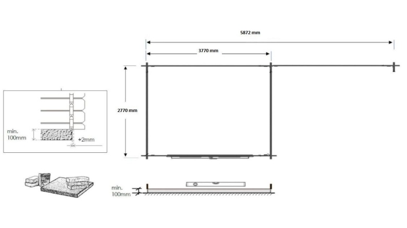 Caseta de jardín de madera 18 m2 - 5.96x2.95 m - 24 mm - impregnada