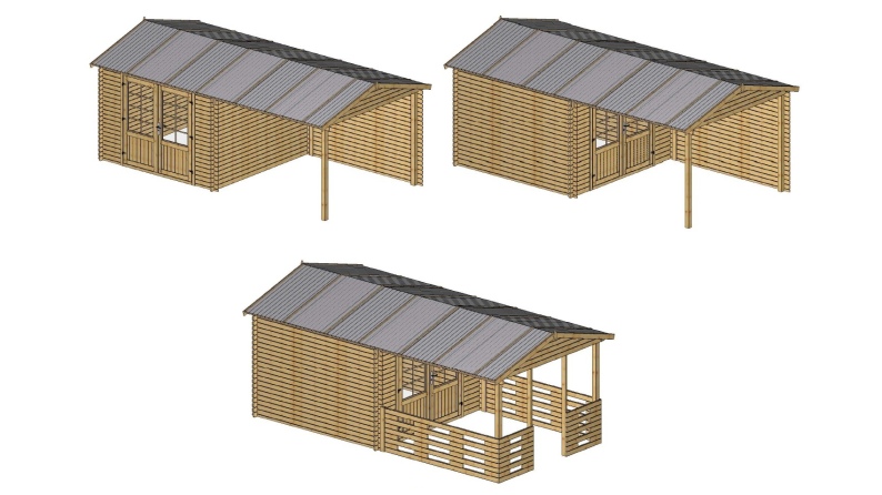 Caseta de jardín de madera 18.52 m2 - 5.7x2.95 m - 24 mm