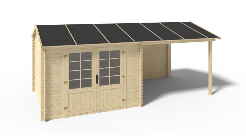 Caseta de jardín de madera 18.52 m2 - 5.7x2.95 m - 24 mm