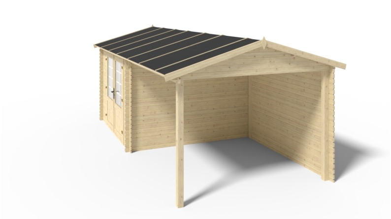 Caseta de jardín de madera 18.52 m2 - 5.7x2.95 m - 24 mm