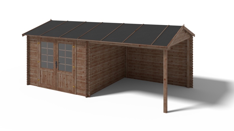 Caseta de jardín de madera 18.52 m2 - 5.7x2.95 m - 24 mm - impregnada