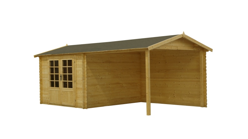Caseta de jardín de madera 18.52 m2 - 5.7x2.95 m - 24 mm - impregnada