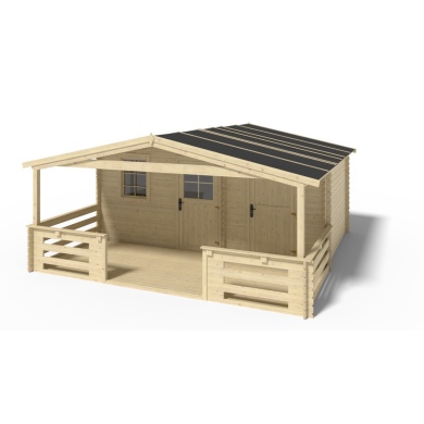 Caseta de jardín de madera-5x3 m - 35 m2 con terraza