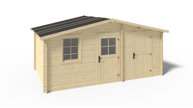 Caseta de jardín de madera-5x3 m - 35 m2 con terraza