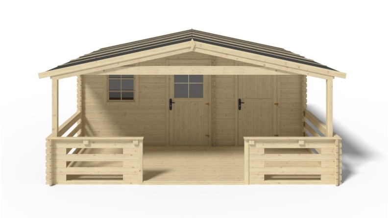 Caseta de jardín de madera-5x3 m - 35 m2 con terraza