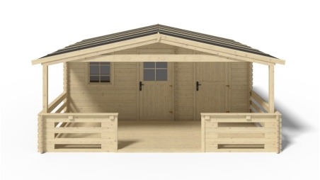 Caseta de jardín de madera-5x3 m - 35 m2 con terraza