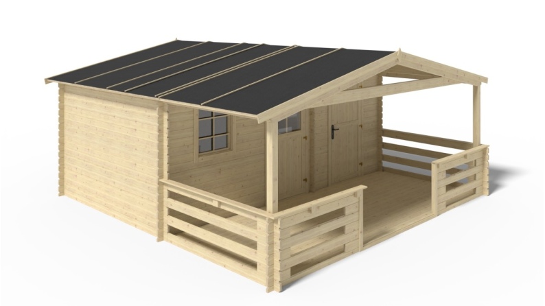 Caseta de jardín de madera-5x3 m - 35 m2 con terraza